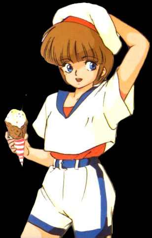 Hikaru avec un cornet de glace
