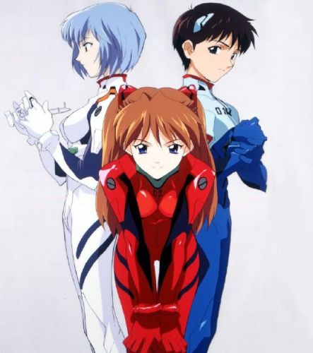 Shinji avec Rei et Asuka
